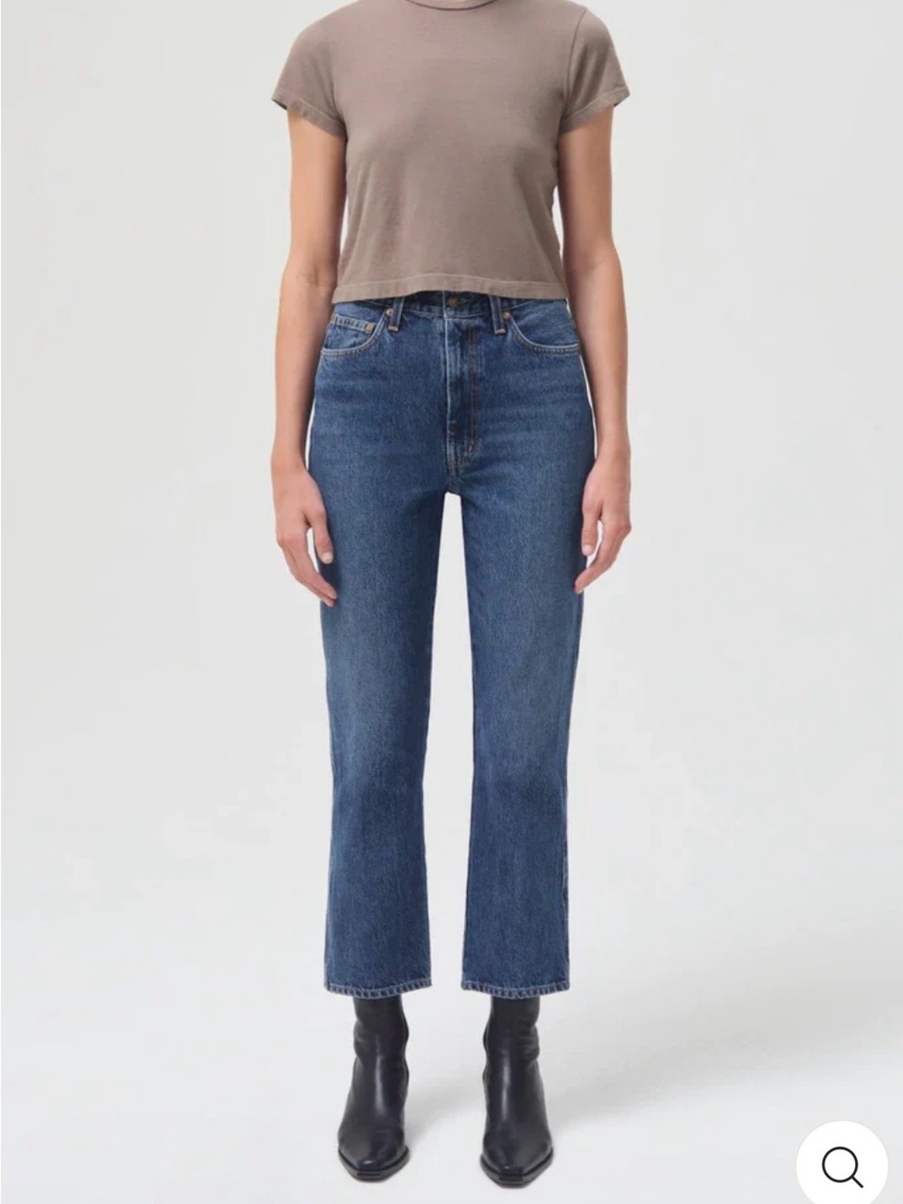 Agolde High-Rise Cropped Straight Jeans in Classic Blue